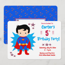 Super Kid - Convite de Aniversário de Menino