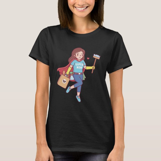 Super Mãe Bonita, Dia de as mães Engraçado T-Shirt (Frente)