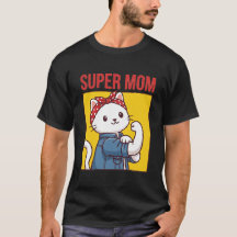 Super Mãe Gato Fofo Camiseta Divertida de Presente