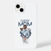 Super Mãe Personalizada com Filho e Filha Presente