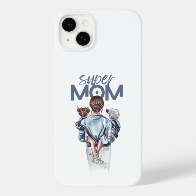 Super Mãe Personalizada com Filho e Filha Presente (Verso)