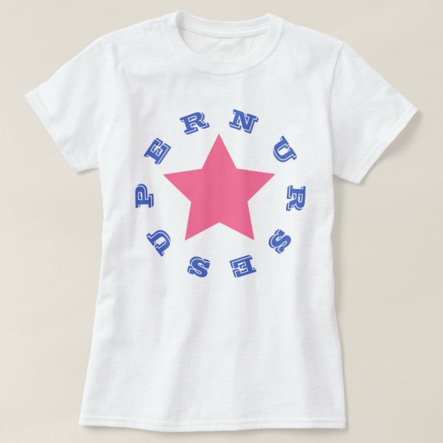 SUPER NURSE | Marinho Blue Star Camisa básica para (Frente do Design)