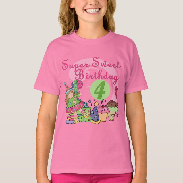 Super Sweet 4th Birthday T-shirts e presentes (Frente)
