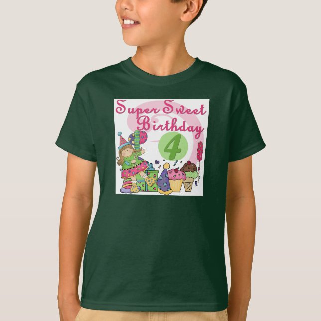 Super Sweet 4th Birthday T-shirts e presentes (Frente)