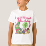 Super Sweet 4th Birthday T-shirts e presentes<br><div class="desc">Nossas t-shirts de quarto aniversário Super Sweet,  festas,  cartas,  bolsas,  ímanes e outros itens apresentam uma garotinha com balões de aniversário e muitos doces doces!</div>