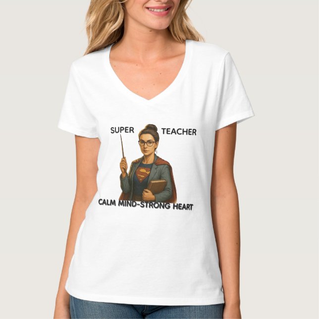 Super Teacher: Calm Mind - Strong Heart  T-shirt (Frente)