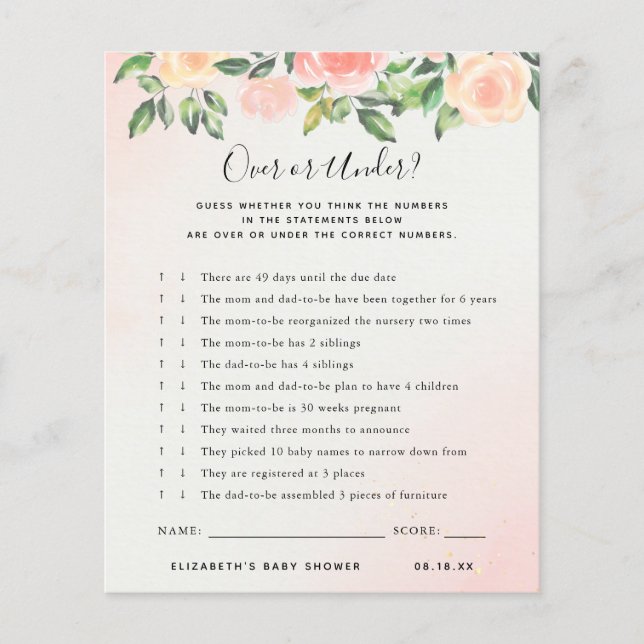 Superior ou inferior | Jogo Chá de fraldas (Frente)