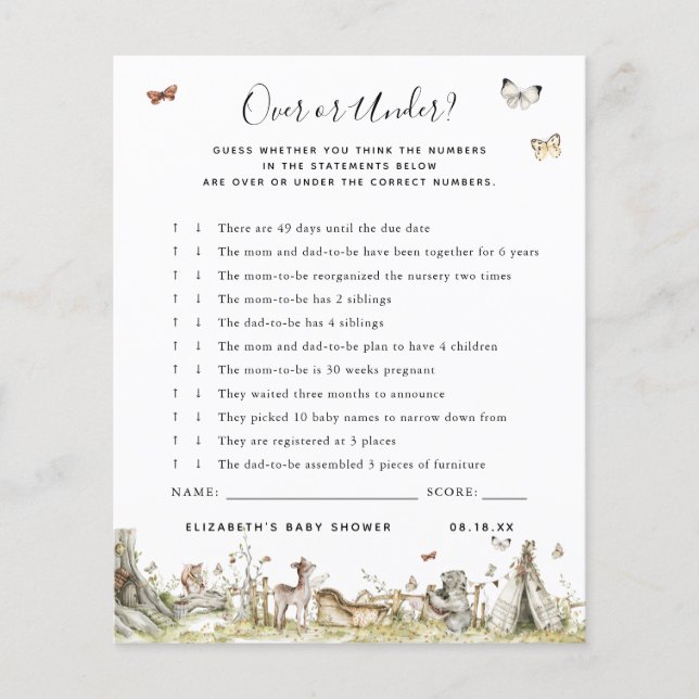 Superior ou inferior | Jogo Chá de fraldas (Frente)