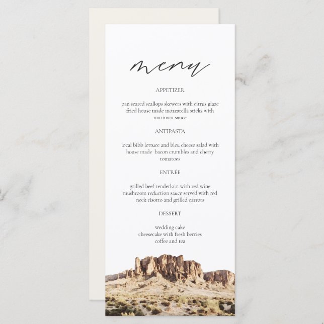 SUPERSTITION MOUNTAIN Watercolor Menu Card (Cartão (Frente/Verso)