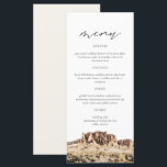 SUPERSTITION MOUNTAIN Watercolor Menu Card (Cartão<br><div class="desc">Este menu apresenta uma pintura aquosa de Superstition Mountain emparelhada com uma combinação simples de fontes. Este cardápio é perfeito para o seu destino ou para o seu casamento ou evento temático no deserto.</div>