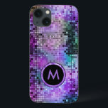 Supertones de Roxo Coloridas com Disco Monogramada<br><div class="desc">Glitter e faíscas retrorreflectores monogramas. Tons roxos azuis e verdes.</div>