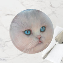 Suporte cor-de-rosa do bolo do desenho do gatinho