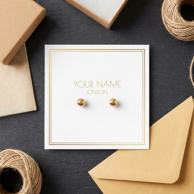 Suporte de brincos com borda de efeito ouro (Gold effect border earring holder.)