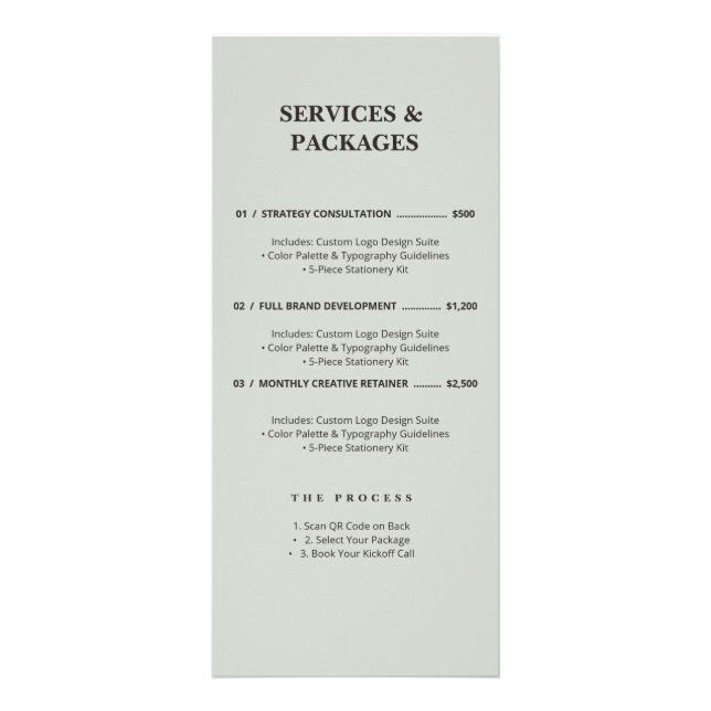 Suporte de Código QR de Menu de Serviços Verde Sag (Frente)