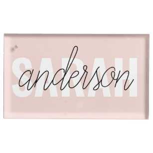Suporte Para Cartão De Mesa Beleza Rosa Moderna Pastel Personalizada Seu Nome