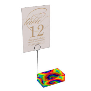 Suporte Para Cartão De Mesa Rainbow Tie-Dye Swirl 