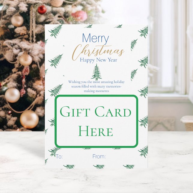 Suporte para Cartão de Presente de Árvore de Natal (Green Blue Pagoda Christmas Tree Gift Card Holder)