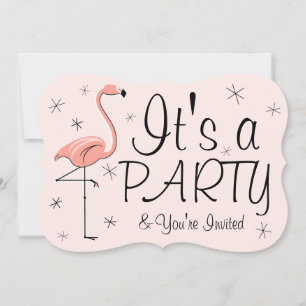 Suporte para convite de "Festa" Rosa Flamingo