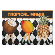 Cartoon Tropical Frutas Damas de Preto e Branco