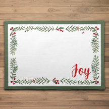 Joy Floral Christmas Placemat - Verde