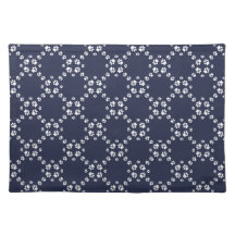 Paws-for-Décor Cloth Placemat (Meia-Noite/Branco)