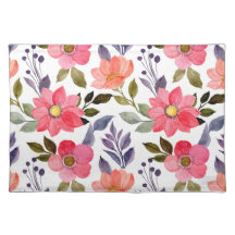 Placemat de Cloth Flores de Aquarela