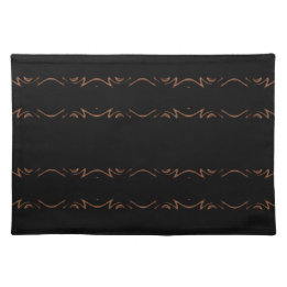 Suporte Para Prato Placemat Preto com Stripes Decorativas Marrons