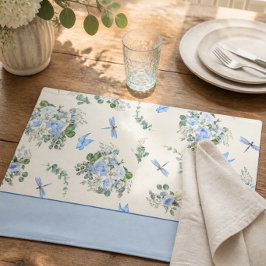 Suporte Para Prato Rosas Azuis e Lírios Brancos em Aquarela (Azul)