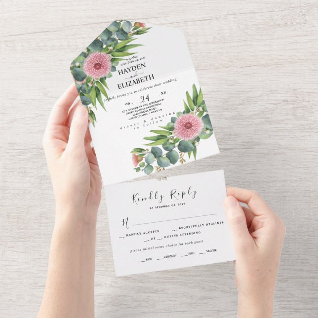 Suprimentos de Convite de casamento Eucalyptus Rus (Aba destacável)