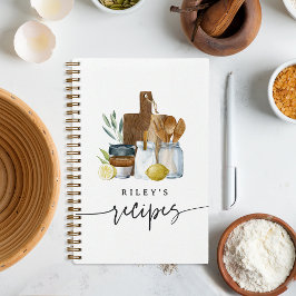 Suprimentos de Cozinha em Aquarela Livro de Receit