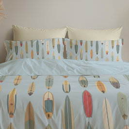 Surf Life - Retro Coastal Blue Surfboard Print