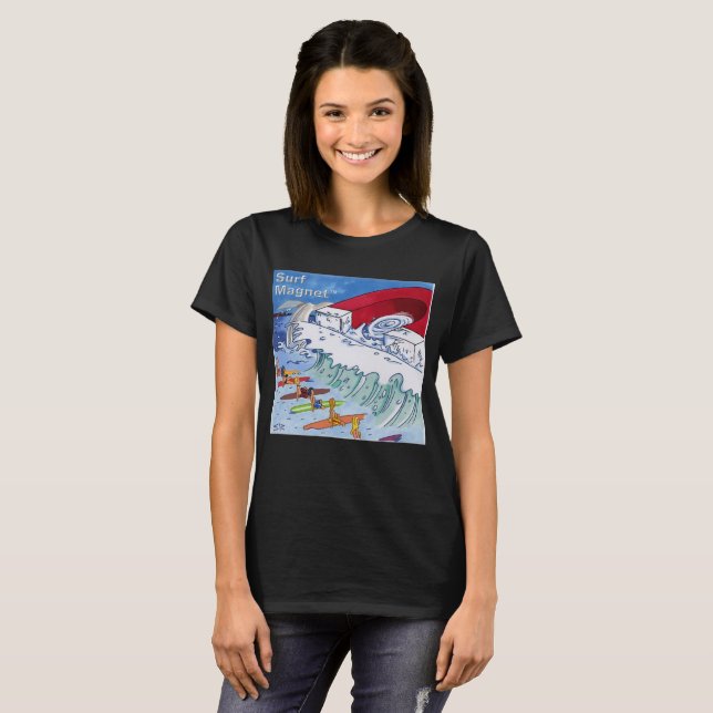 Surf Magnet mulheres camiseta preta (Frente Completa)
