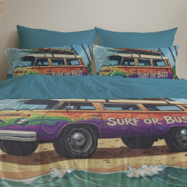 Surf ou Fracasso Groovy Retro Hippie Surfista Ônib