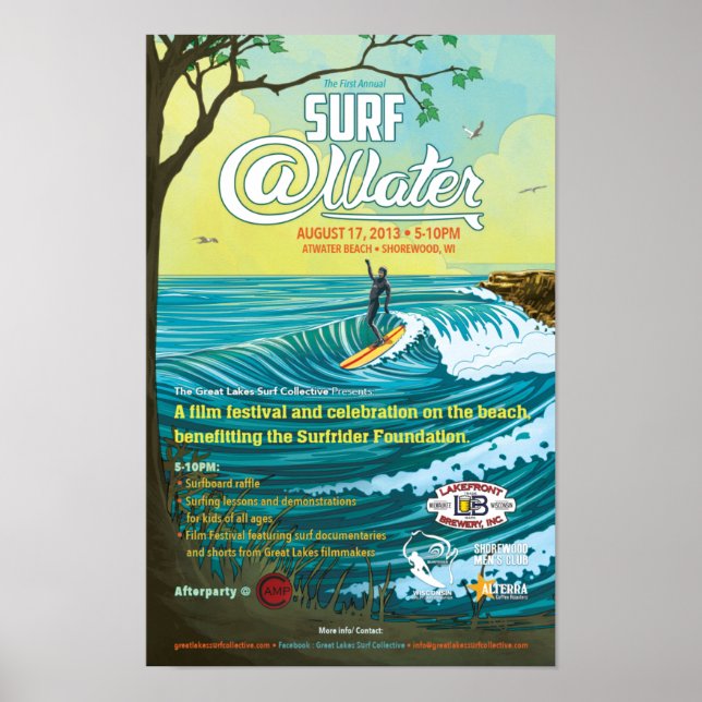 Surf @Water Poster - 11" x 17" (Frente)
