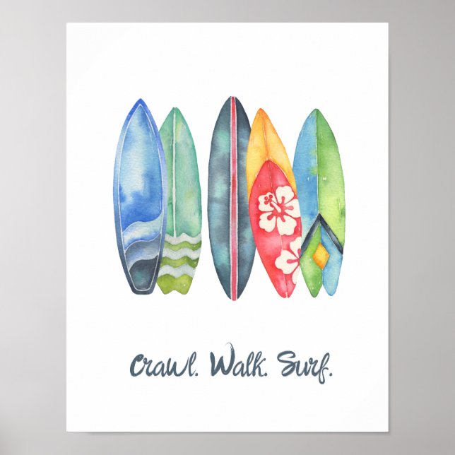 Surf Watercolor Baby Nursery Impressão (Frente)
