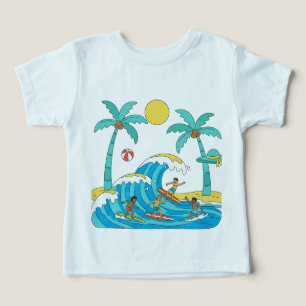 Surf & Waves – Camiseta Infantil de Praia de Desen