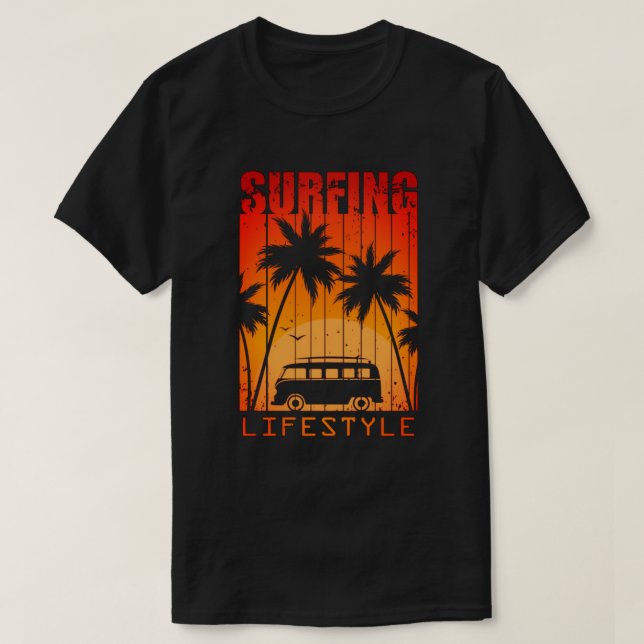 Surfar em T-Shirt Estilo de Vida (Frente do Design)