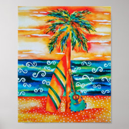 Surfboard e Poster de Violão