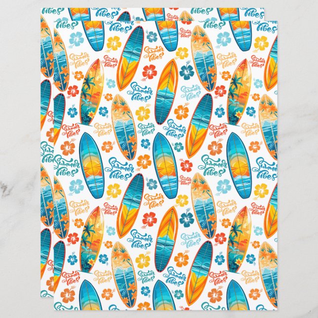 Surfboards Scrapbook Paper (Frente/Verso)