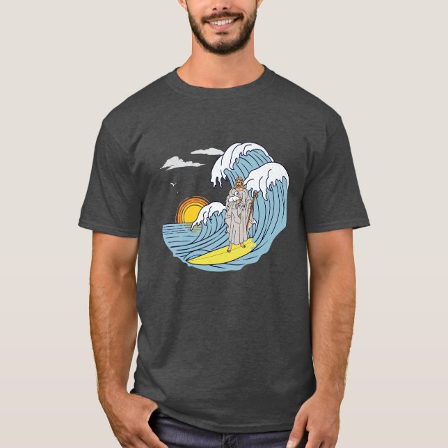 Surfe em Jesus Premium - t-shirt em relevo (Frente)