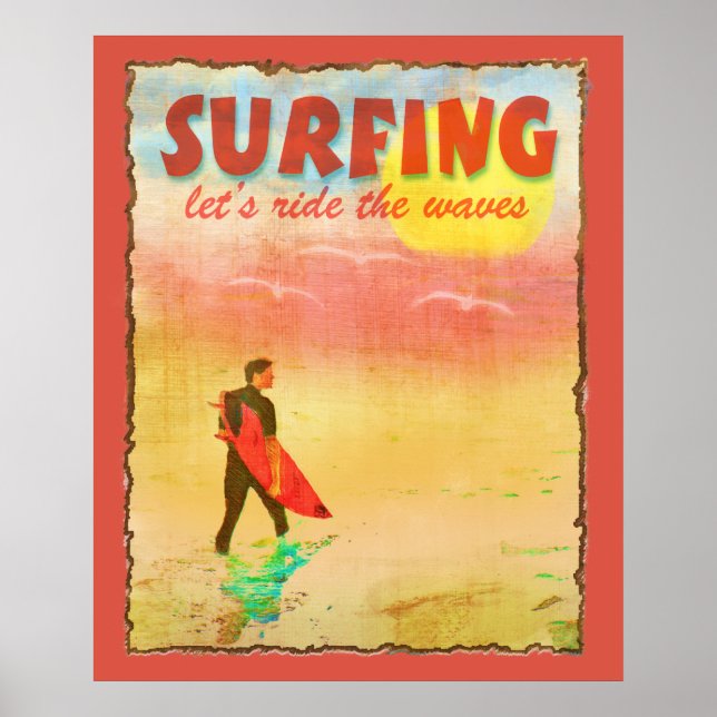 Surfer Dude Vintage Style Poster (Frente)