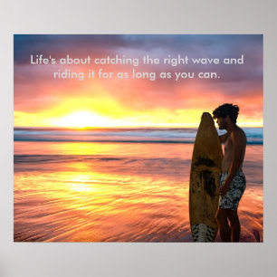 Surfer on Sunrise Beach com o slogan Poster