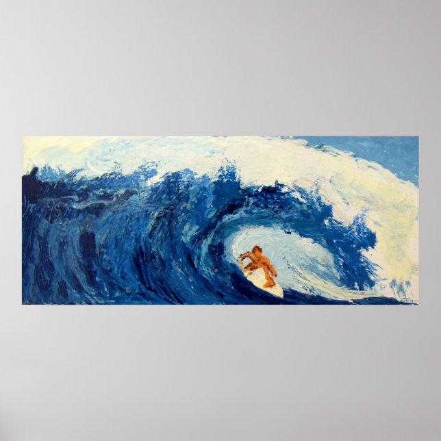 Surfer Surfing Blue Wave Ocean Poster (Frente)