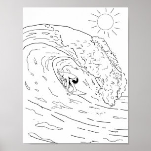 Surfing Adult Coloring Poster