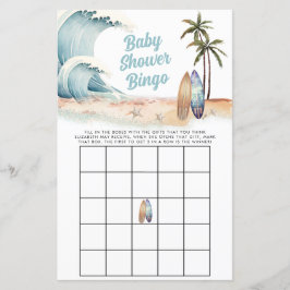 Surfing Beach Summer Chá de fraldas Bingo Game