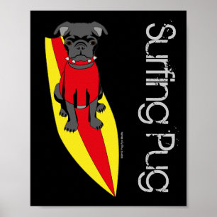 Surfing Pug Poster