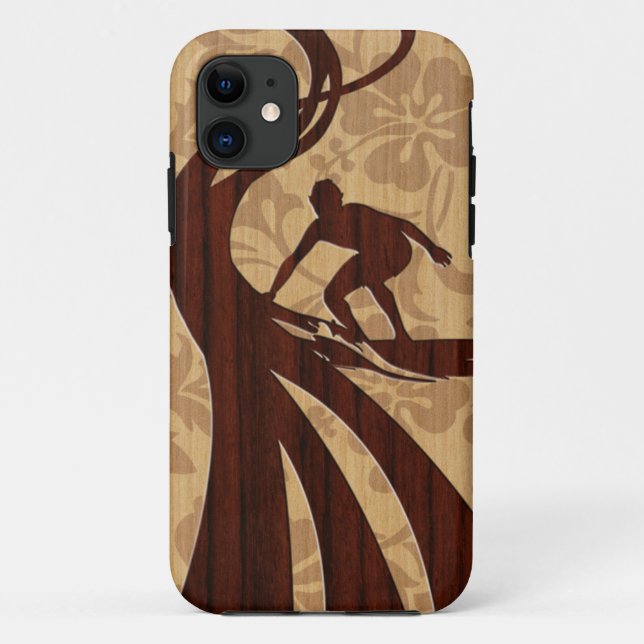 Surfista de madeira Koa Surfboard iPhone 5 Capas (Verso)
