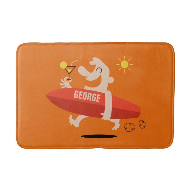 Surfista Engraçado com tapetes de banho personaliz (Frente)