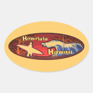 Surfista Honolulu Hawaii lança adesivos laranja