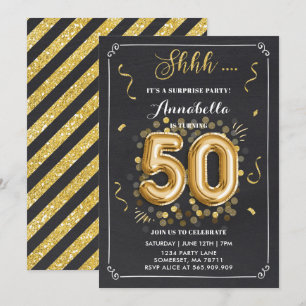 Surpreenda o 50th quadro do ouro do convite do